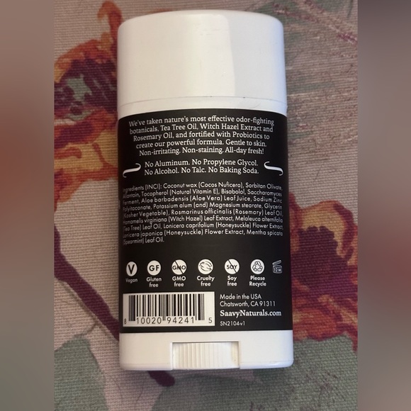Saavy Naturals Rosemary Mint Probiotic Deodorant *New & Unopened* - Picture 2 of 2